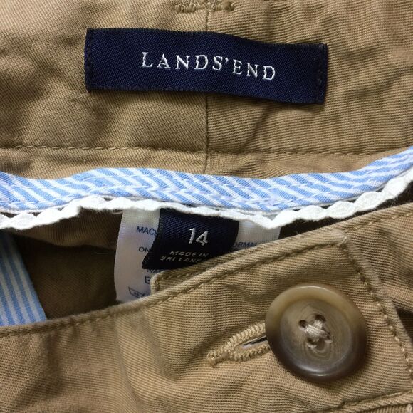 Lands' End Wide Leg Pants Tan Cotton Size 14 Casual Workwear Classic Fit - Picture 4 of 4